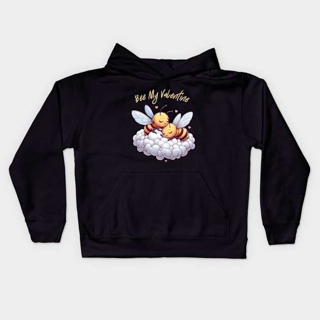 couple of bees embracing on a cloud, Bee My Valentine Kids Hoodie by StyleTops